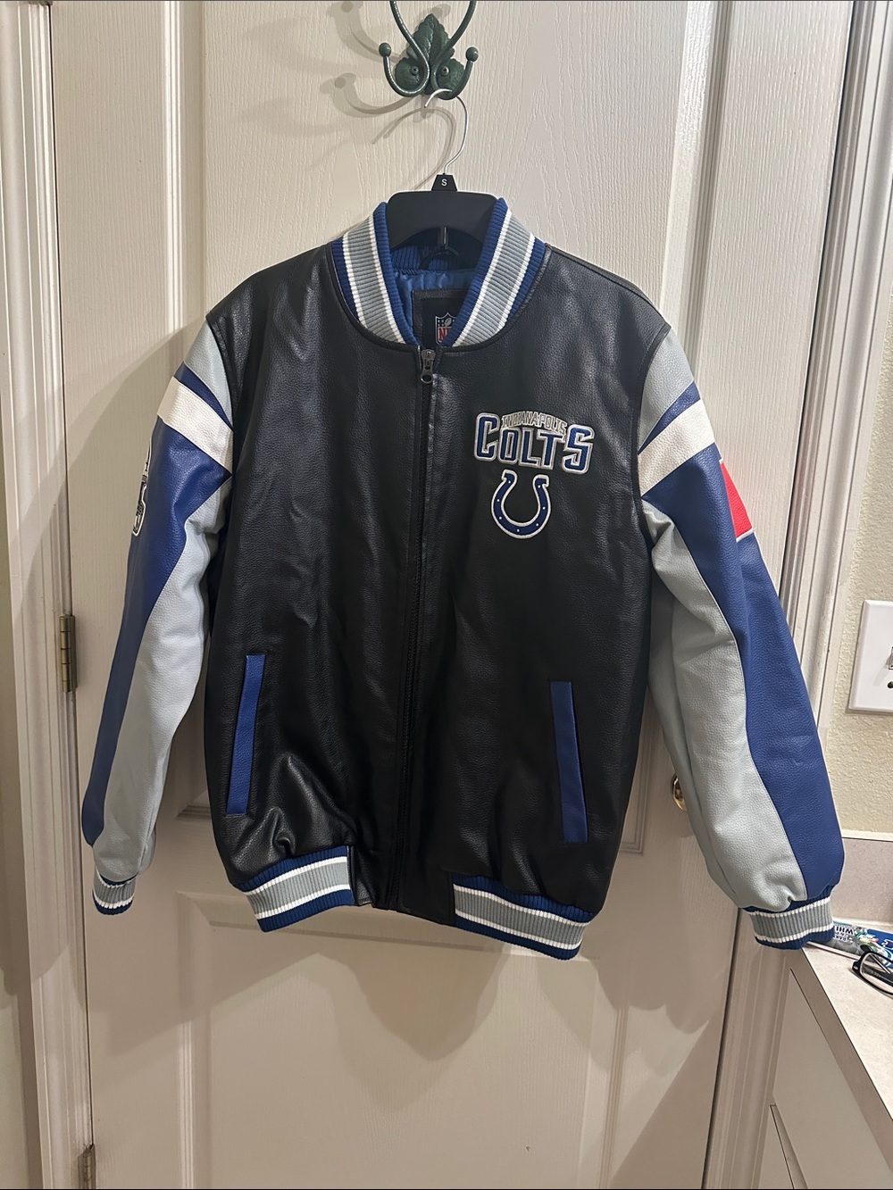 NFL Indianapolis Colts Faux Leather Bomber Jacket NWOT